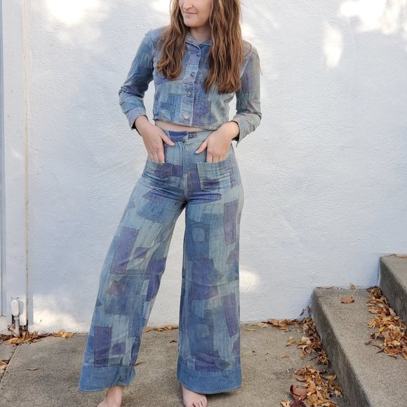 vintage 1970s patchwork suit - Picture 2 of 11